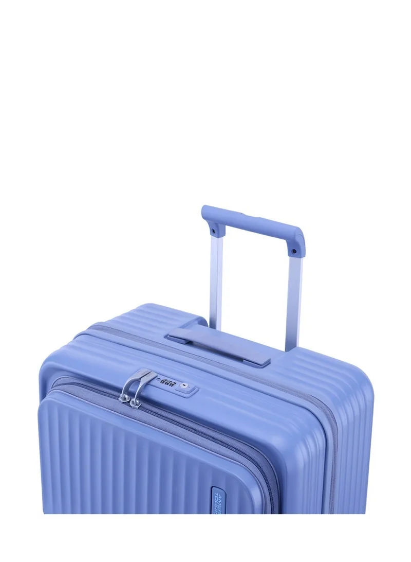 AMERICAN TOURISTER  Trento + Suitcase, Check-In Size 68 cm / 25 inch, 4 Spinner Wheels, Hard Top, Polycarbonate, Elemental Blue|2 In 1 Optimov™ Shock Absorbing Wheels|Book Opening|Expandable|TSA Lock|Waterproof Section - 3 Years International Warranty  | Best Price UAE